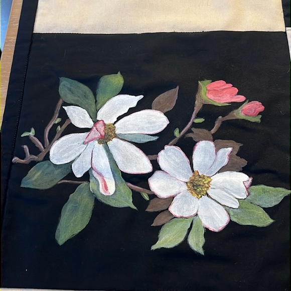 58”X58” handmade quilt. Flowers are hand painted. Never used. - Picture 3 of 5